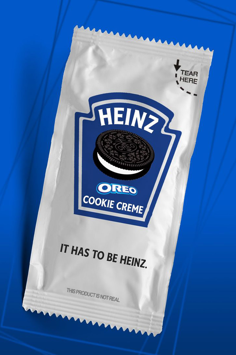 OREO Cookie Cream in a HEINZ packet!