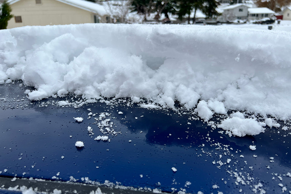 Seven inches of snow on my car.