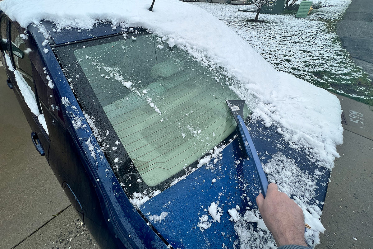 Clearing snow off my car...