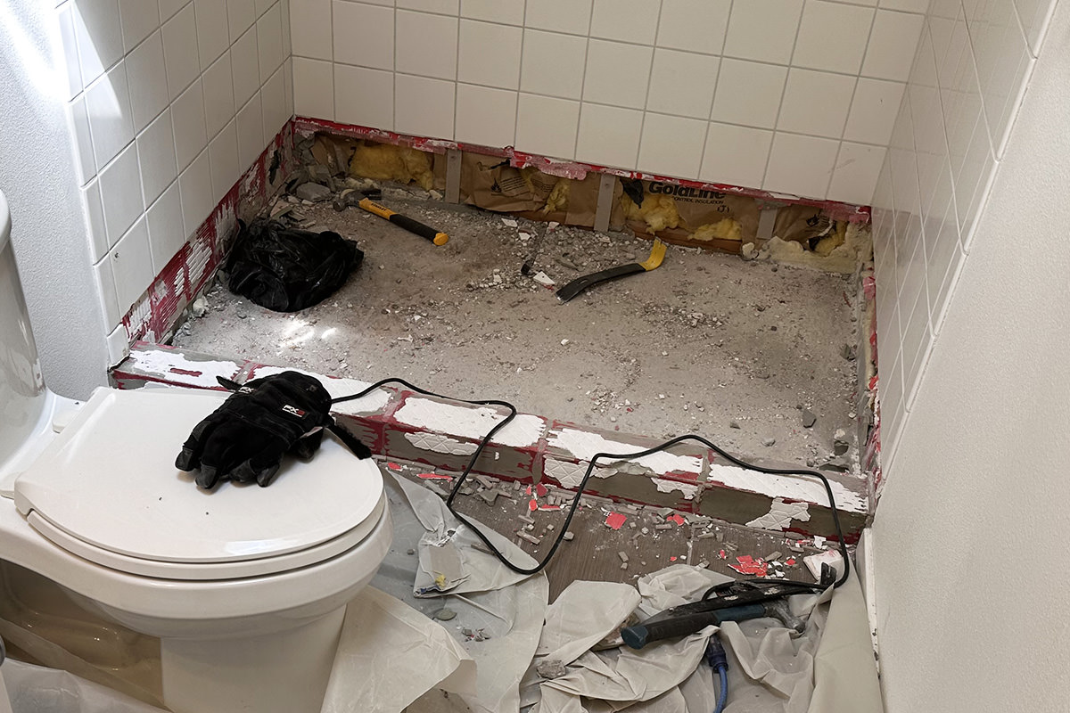 My upstairs bathroom demolition.