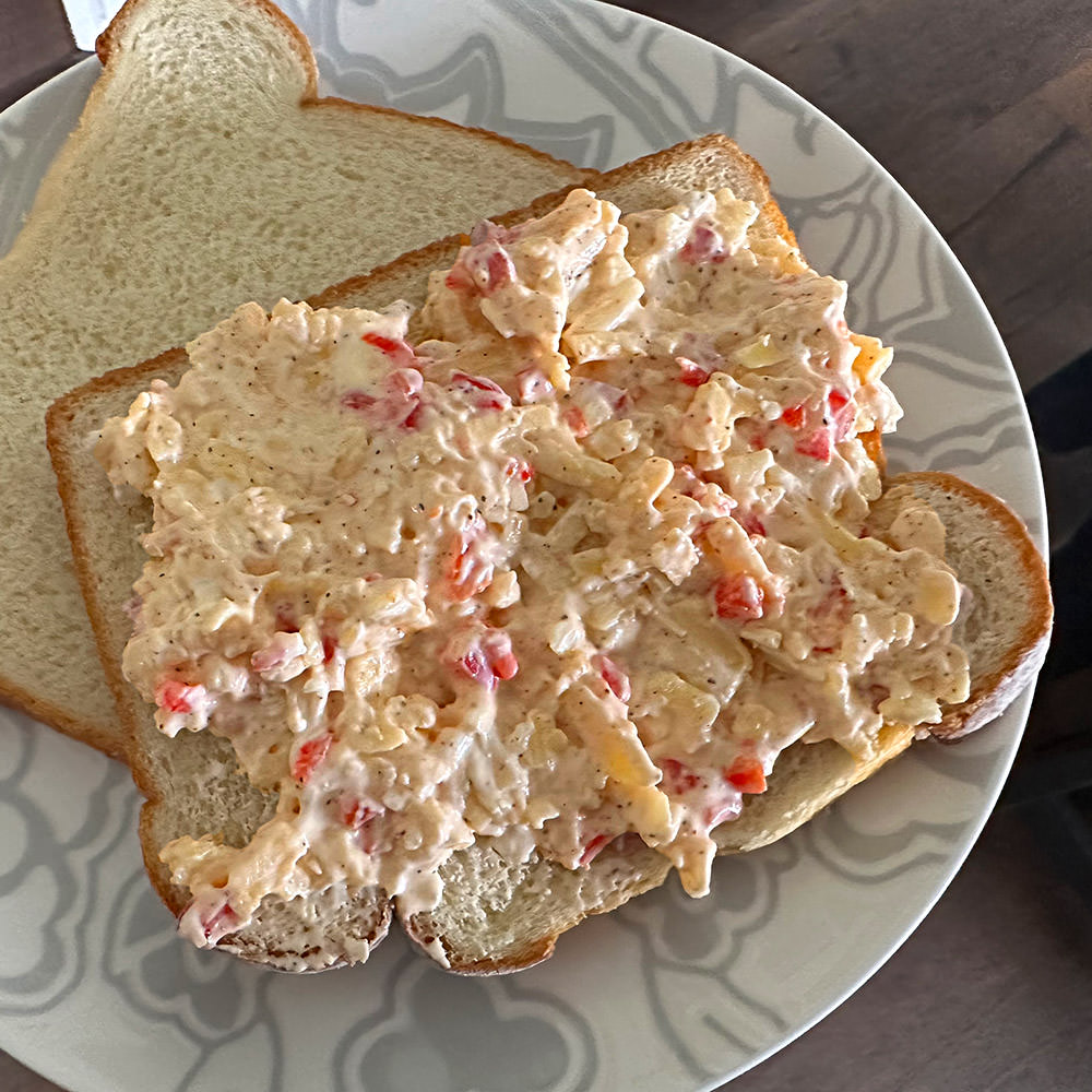 It's a pimento cheese sandwich!