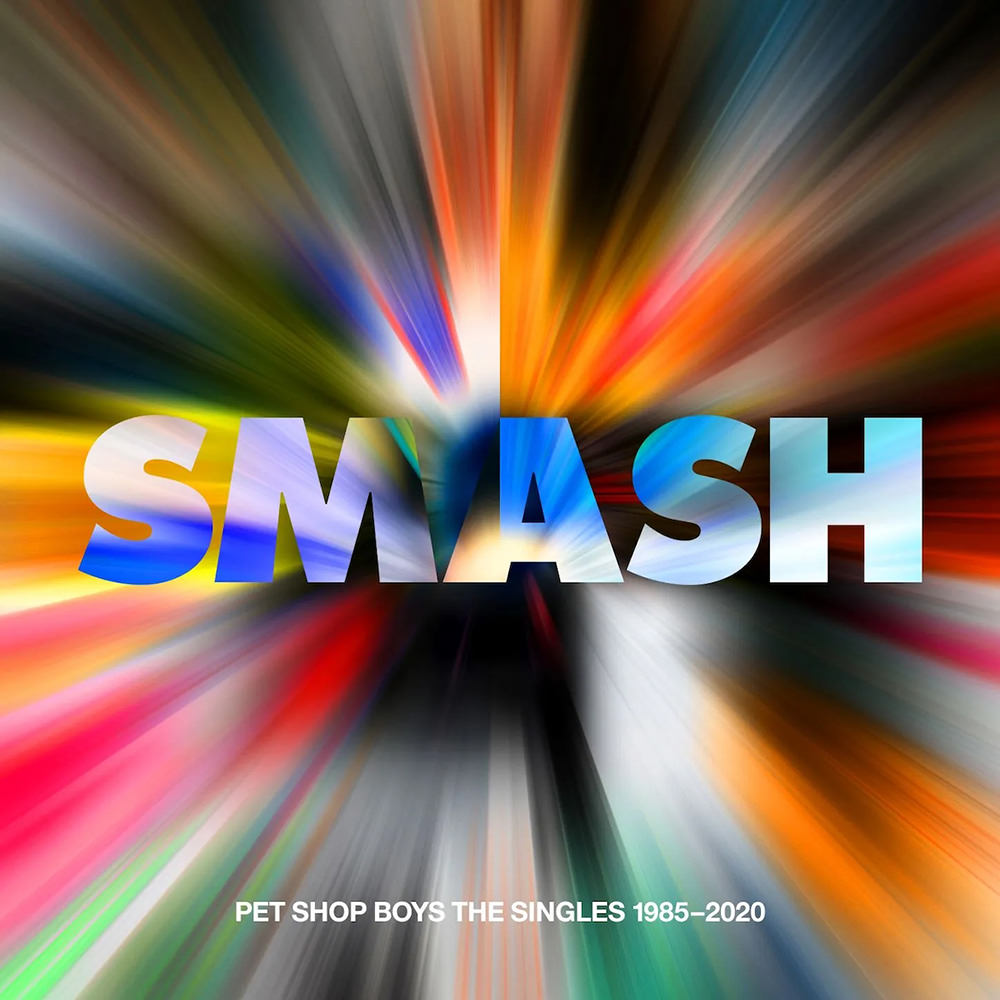 The album cover to Pet Shop Boys SMASH... which features a blur of colors rushing past... assumably from all their albums.