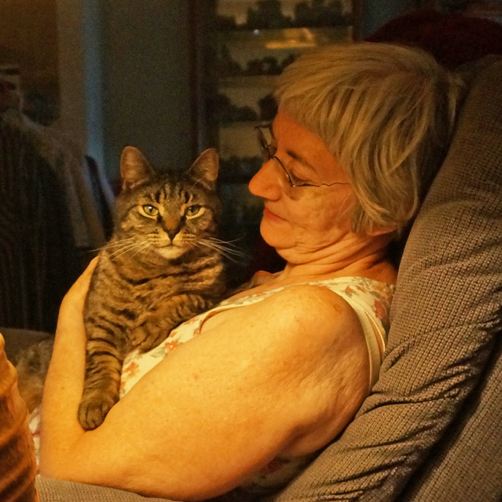 Spanky with my mom.