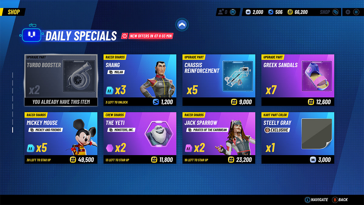 Buy five Mickey shards for 49,500 Season Credits!