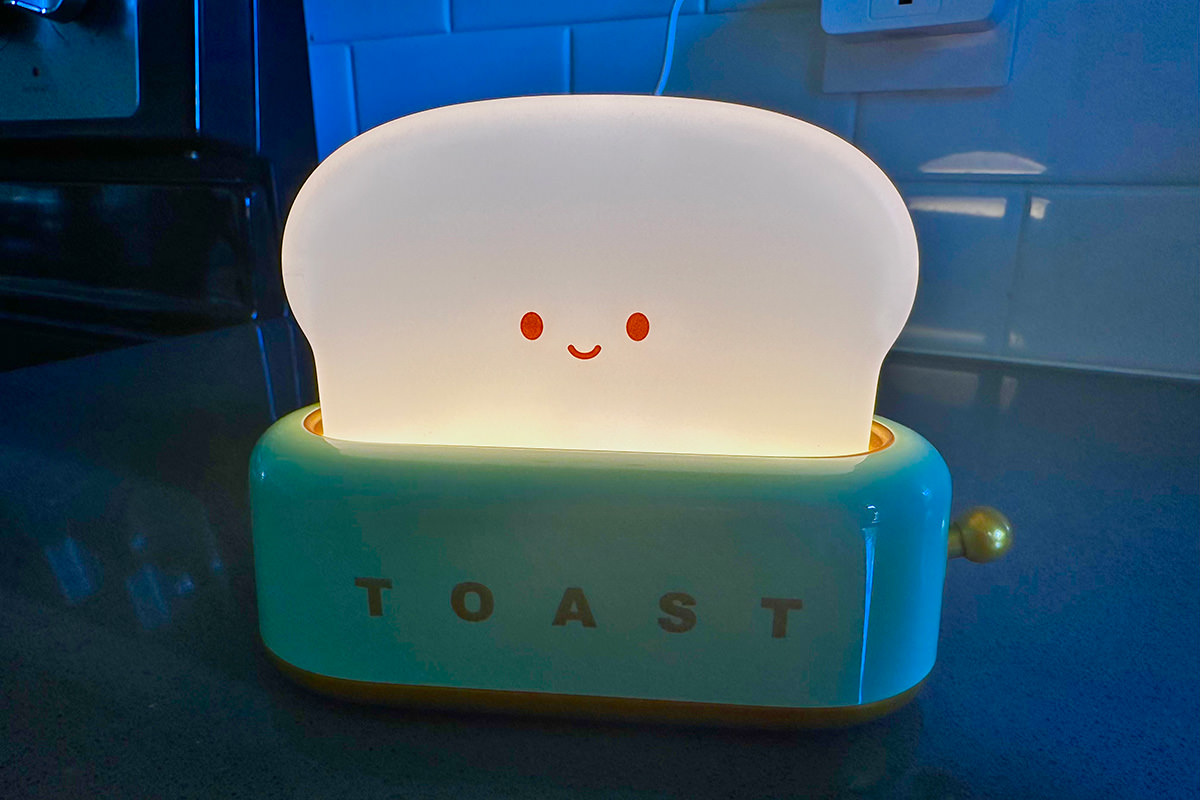 A little toast nightlight glowing serenely in the dark.