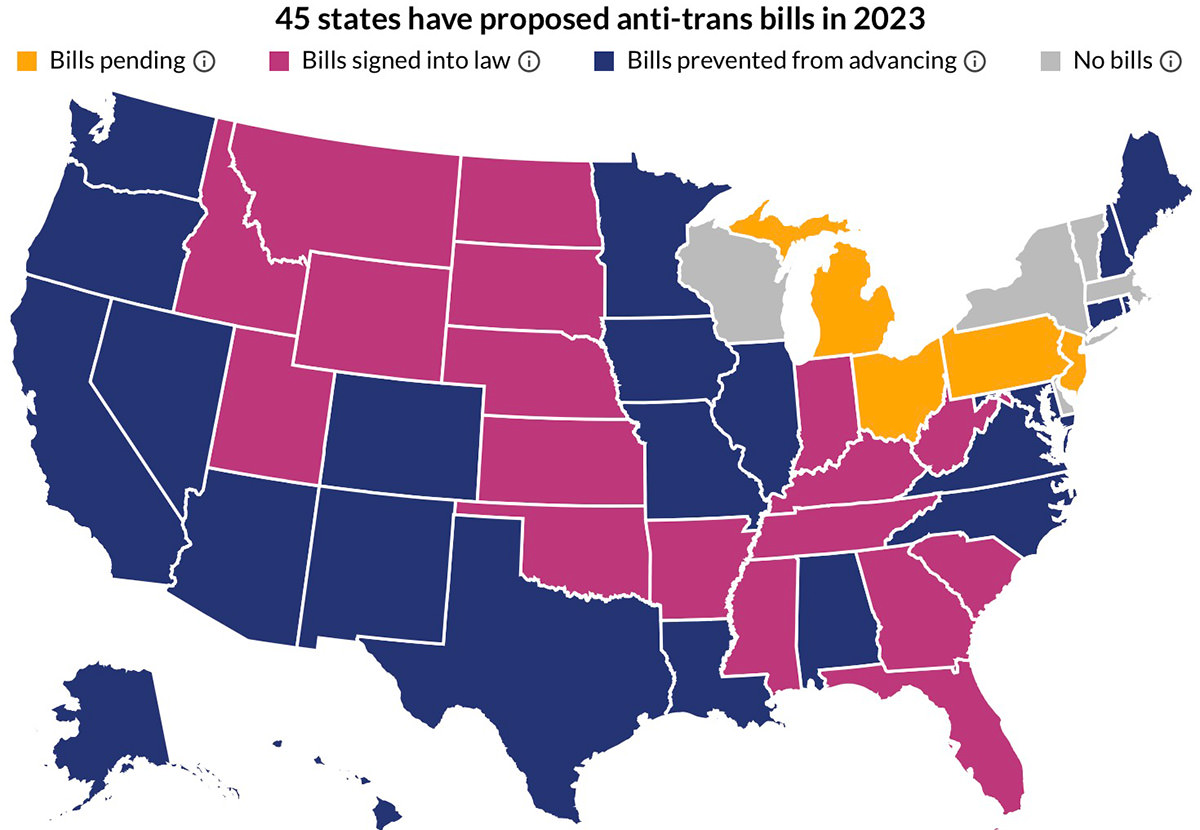 Anti-Trans State Map USA.