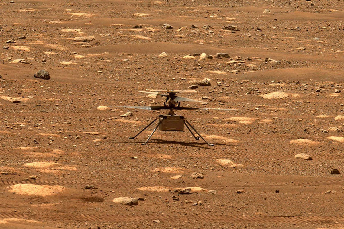 The little Ingenuity Mars Helicopter on Mars