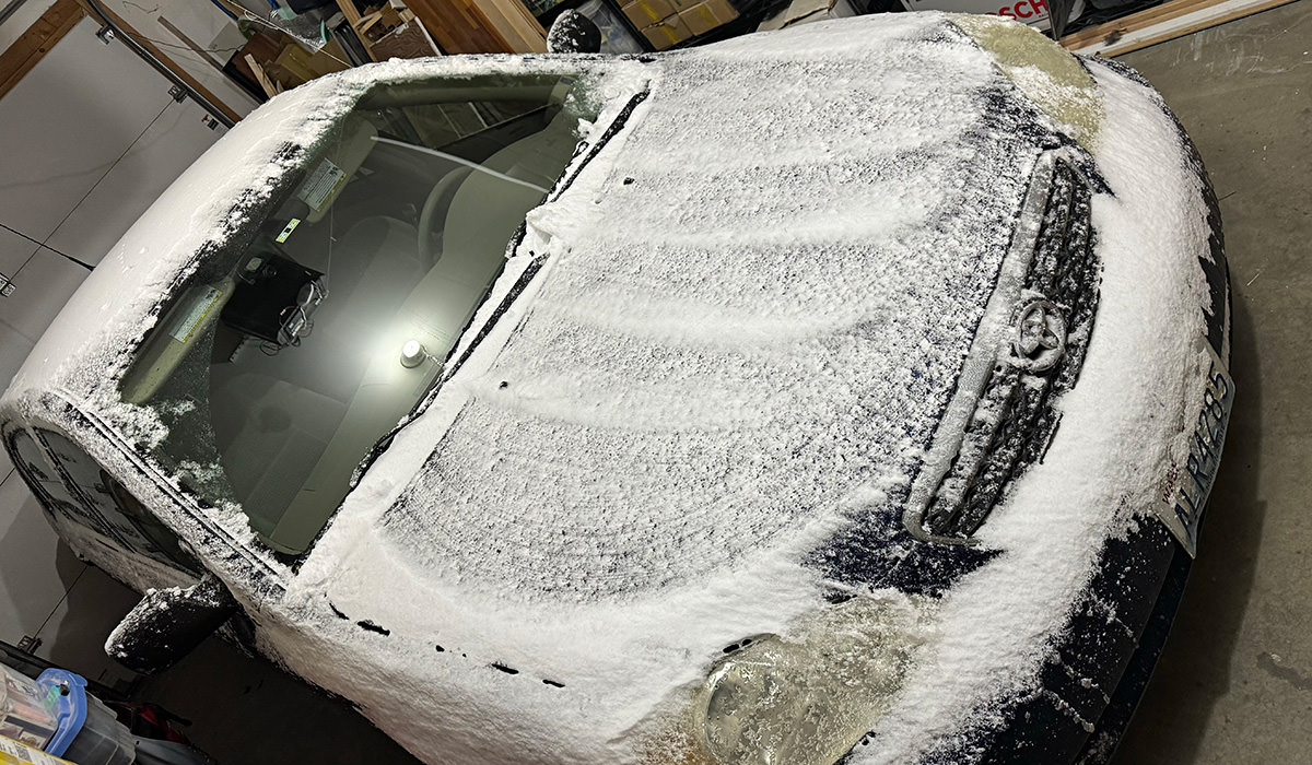 My hard snow covered car!