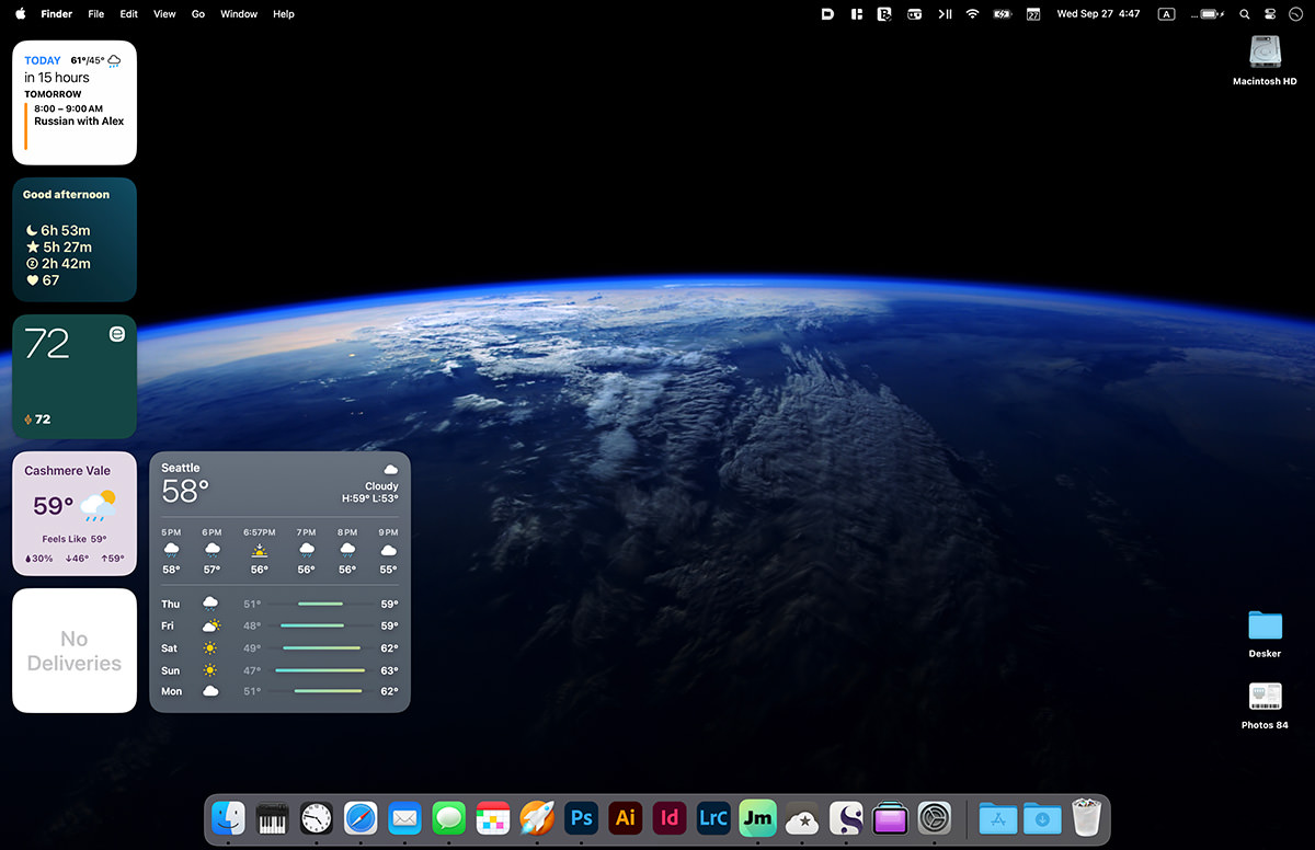 Widgets on my desktop.