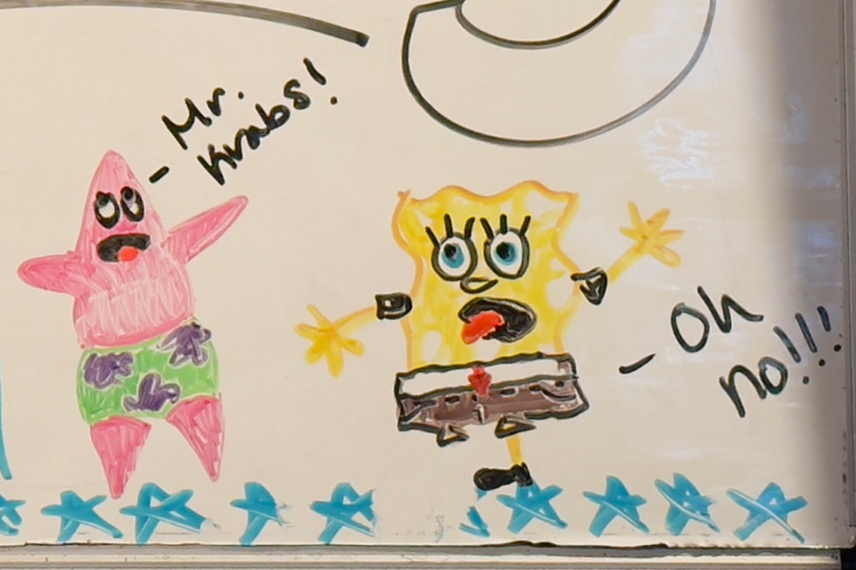 Patrick saying MR KRABS! and SpongeBob saying OH NO!!!