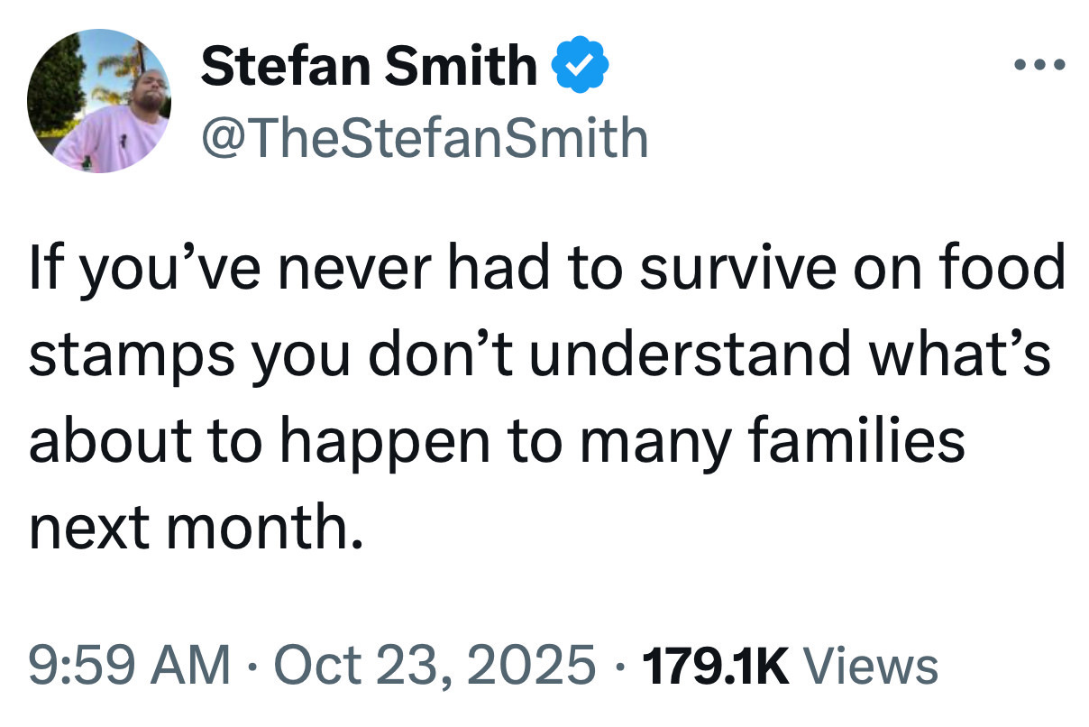 If you've never had to survive on food stamps you don't understand what's about to happen to many families next month.