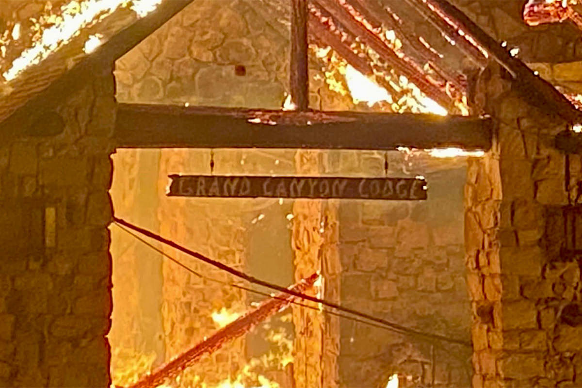 Grand Canyon Lodge on fire.