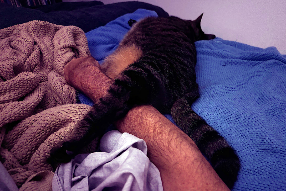 Jake using me as a foot rest.