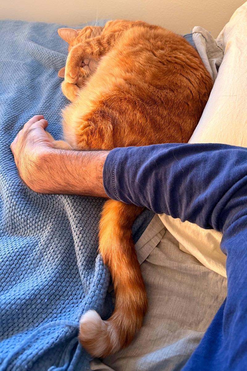 Jenny having her feet held but covering her eyes so I can't look at her.