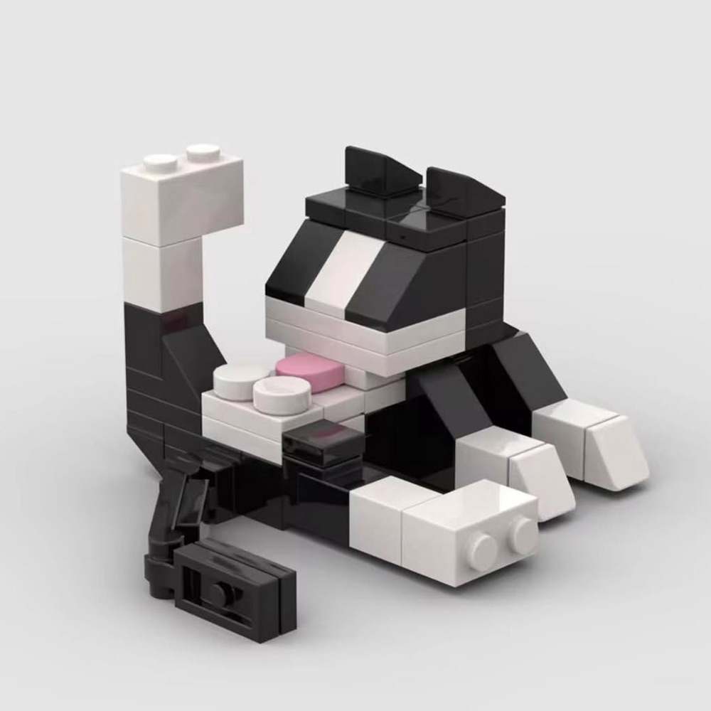 LEGO cat licking his privates.