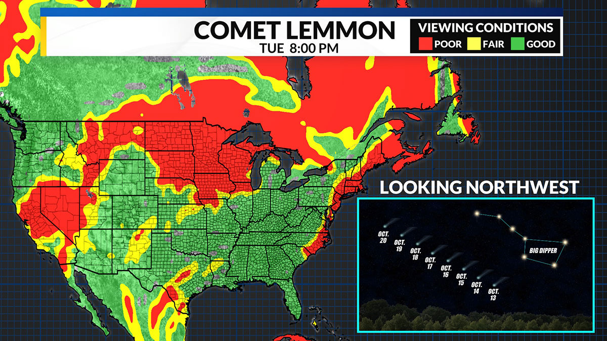 Comet Lemmon Visibility Map