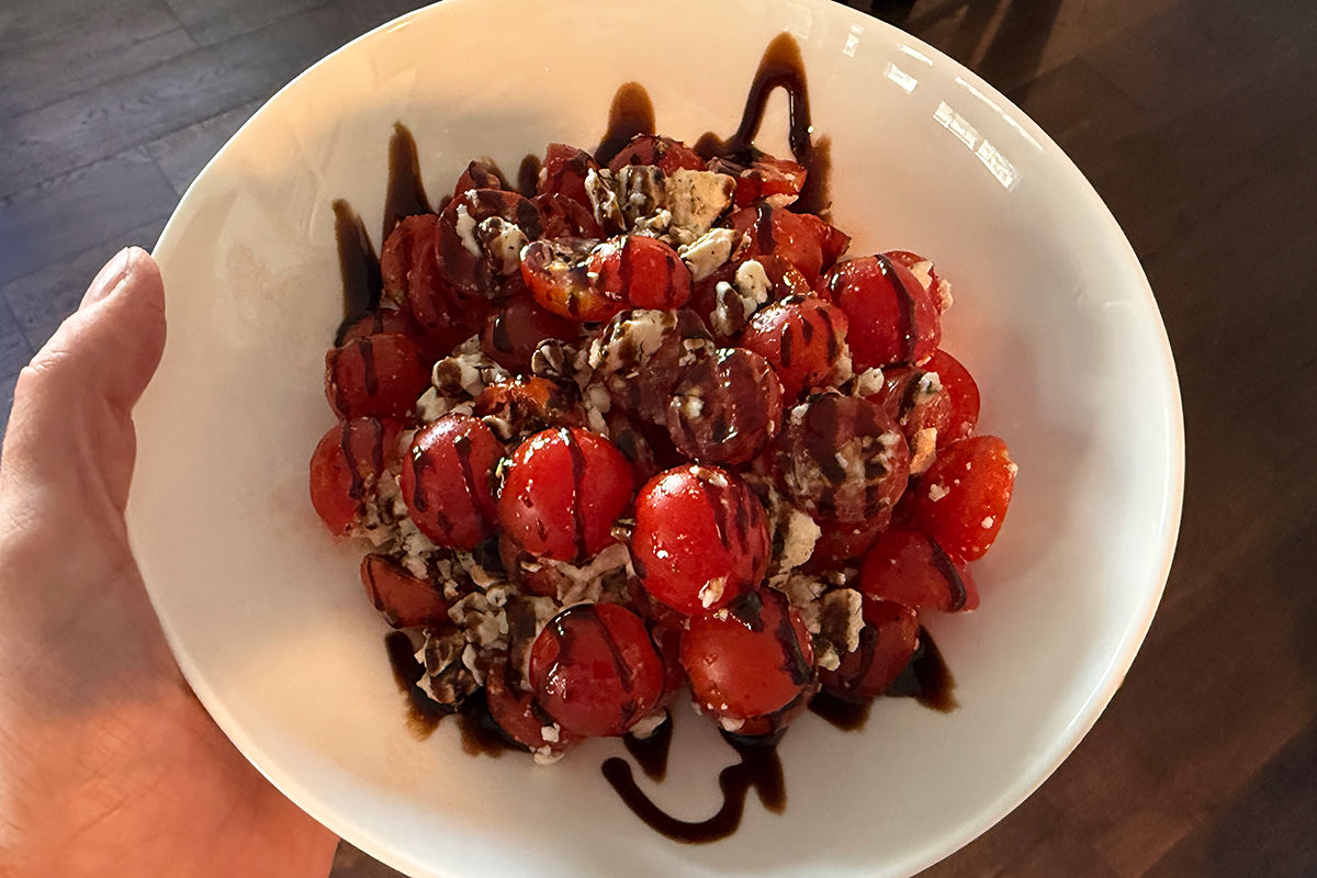 My beautiful salad with my beautiful home-grown tomatoes.