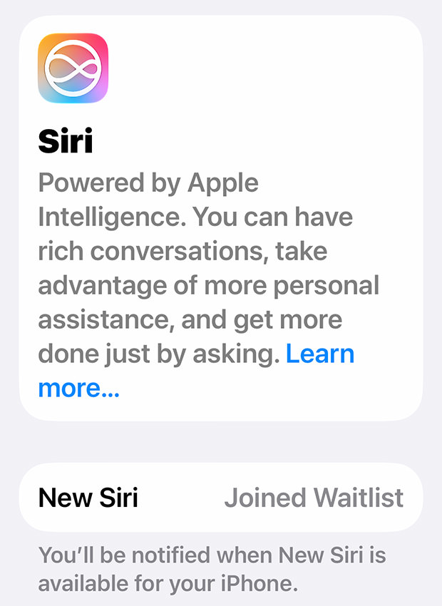 No New Siri for YOU!