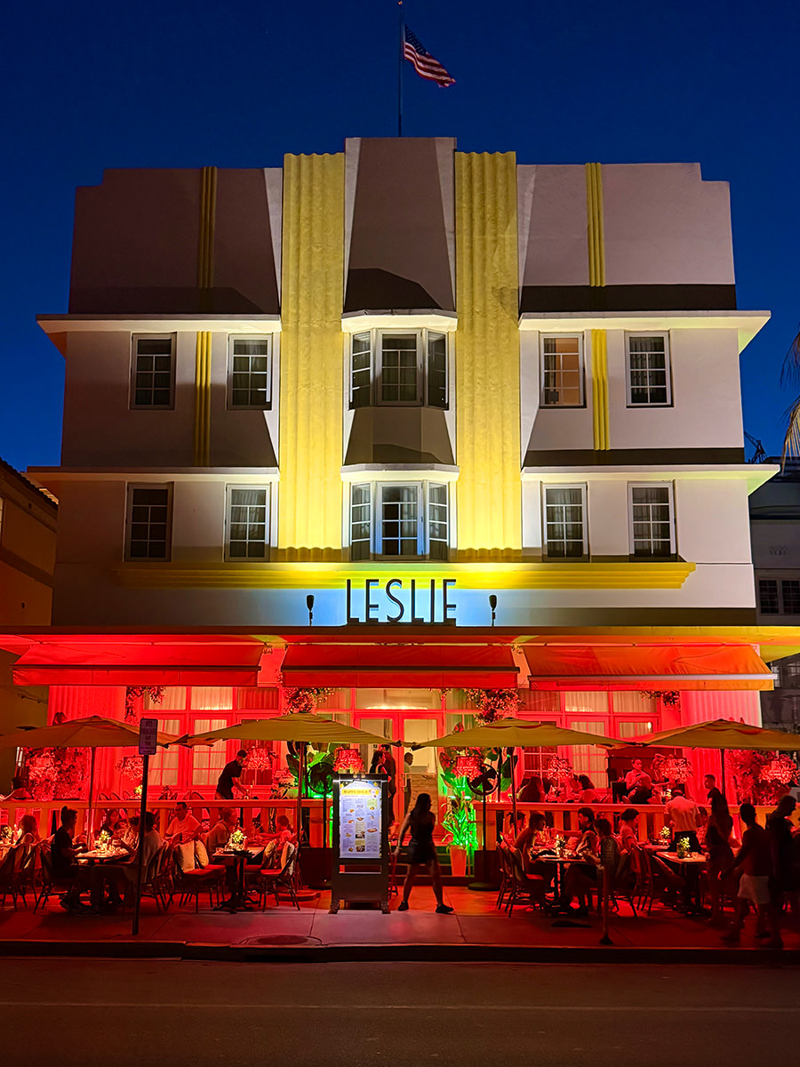 Leslie Hotel at Night in South Beach