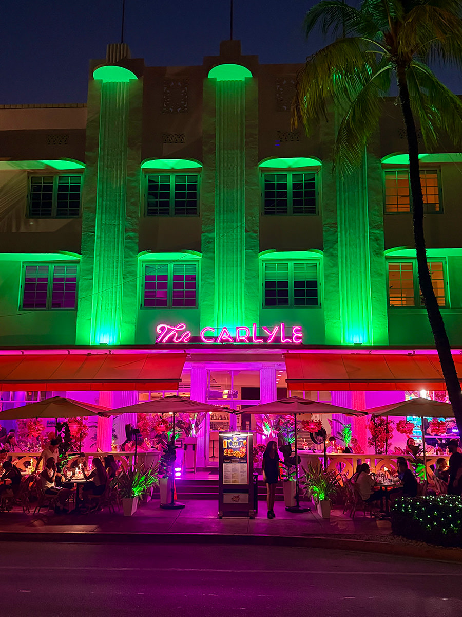 The Carlyle Hotel at Night in South Beach