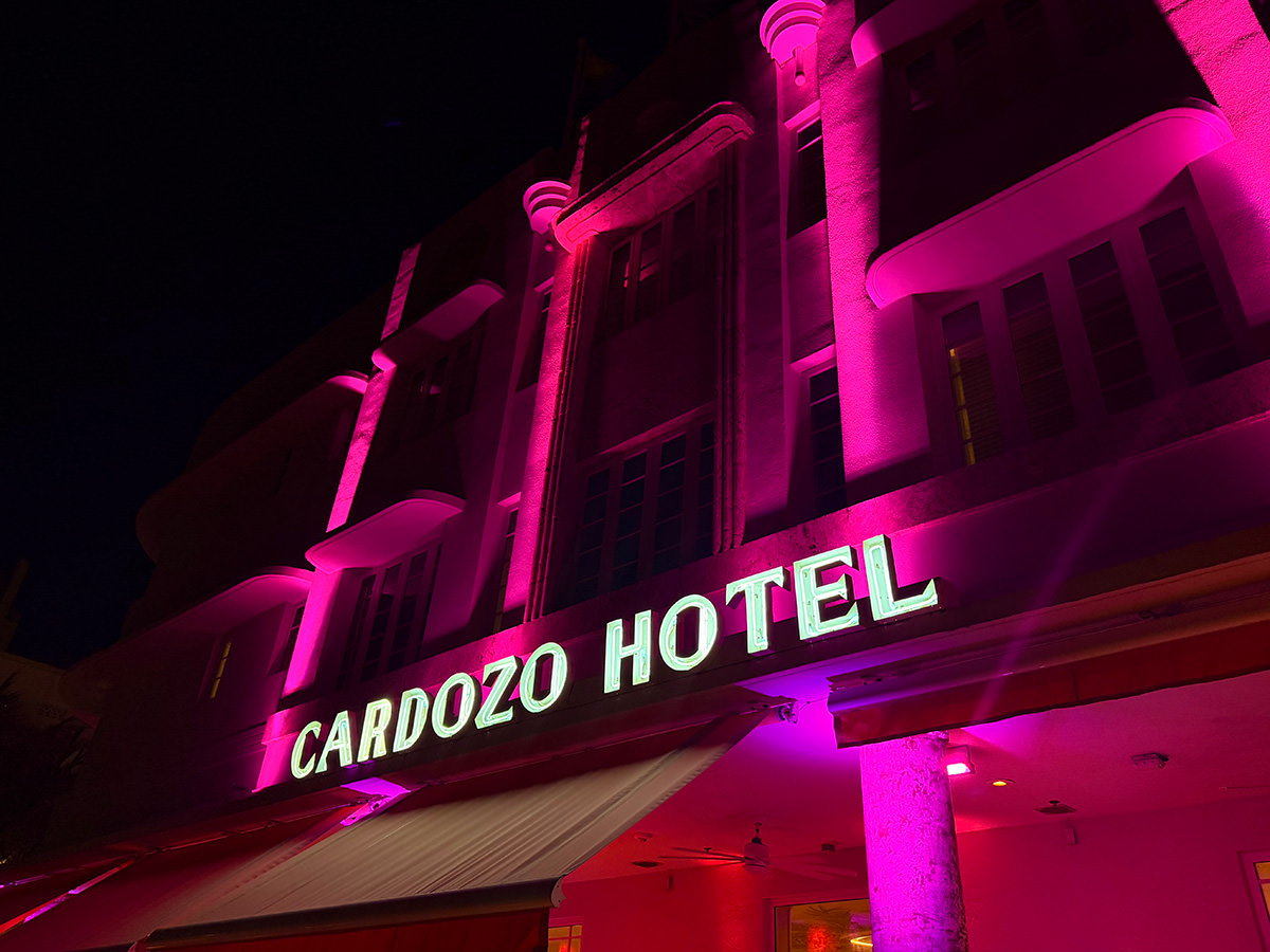 Cardoza Hotel at Night in South Beach