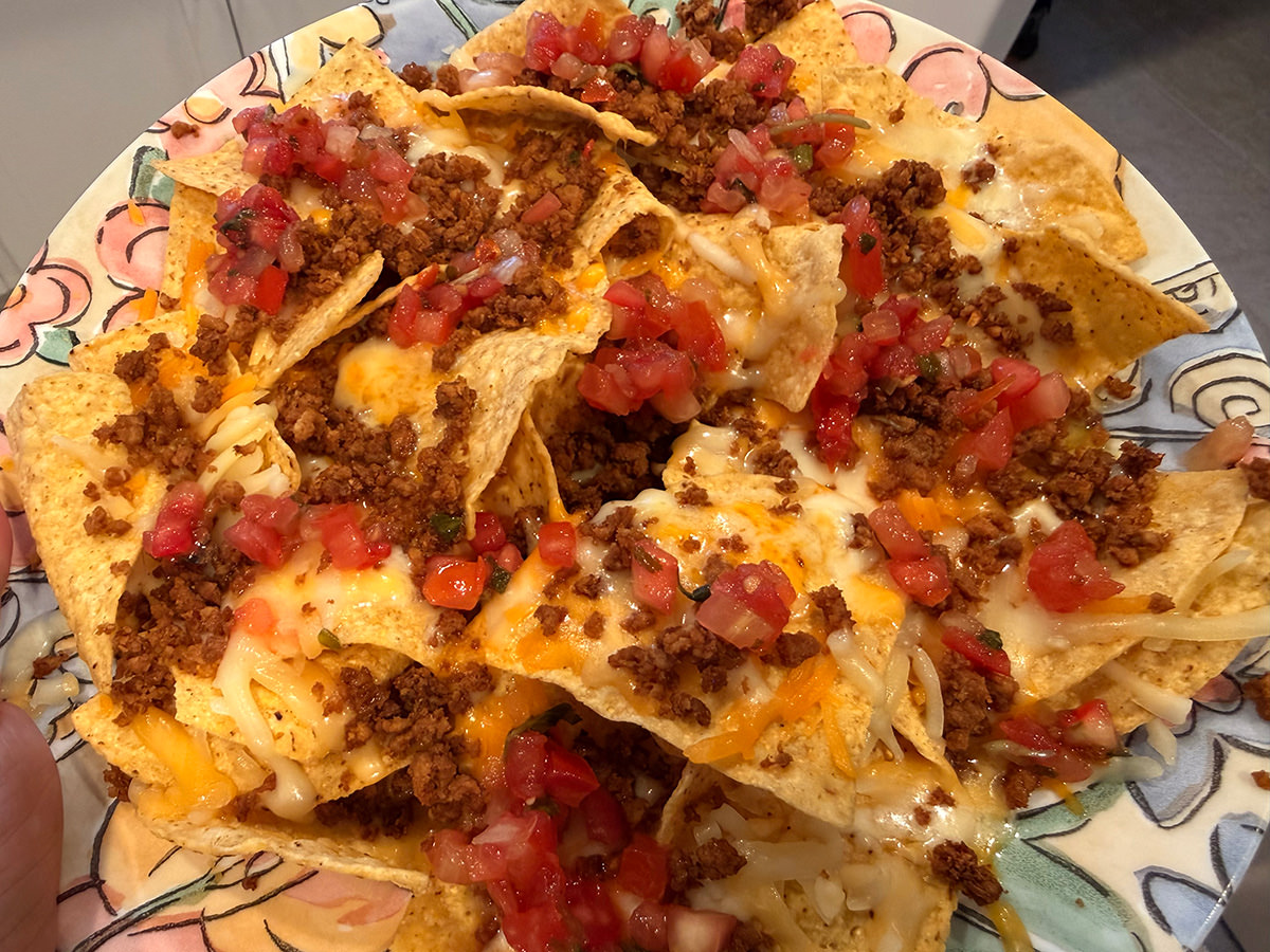 Nachos with cheese and bef!