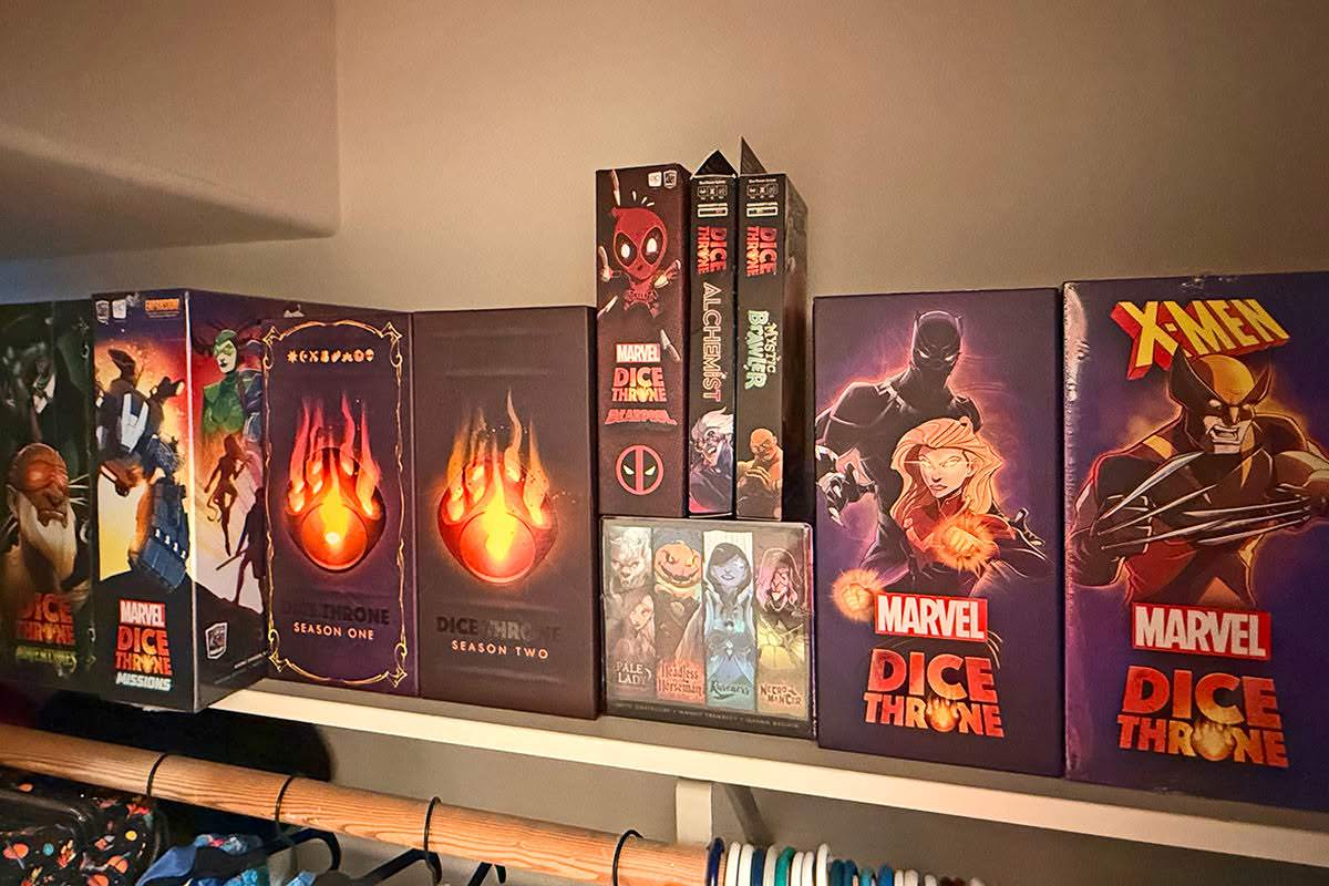 My Dice Throne collection in the top of my closet!
