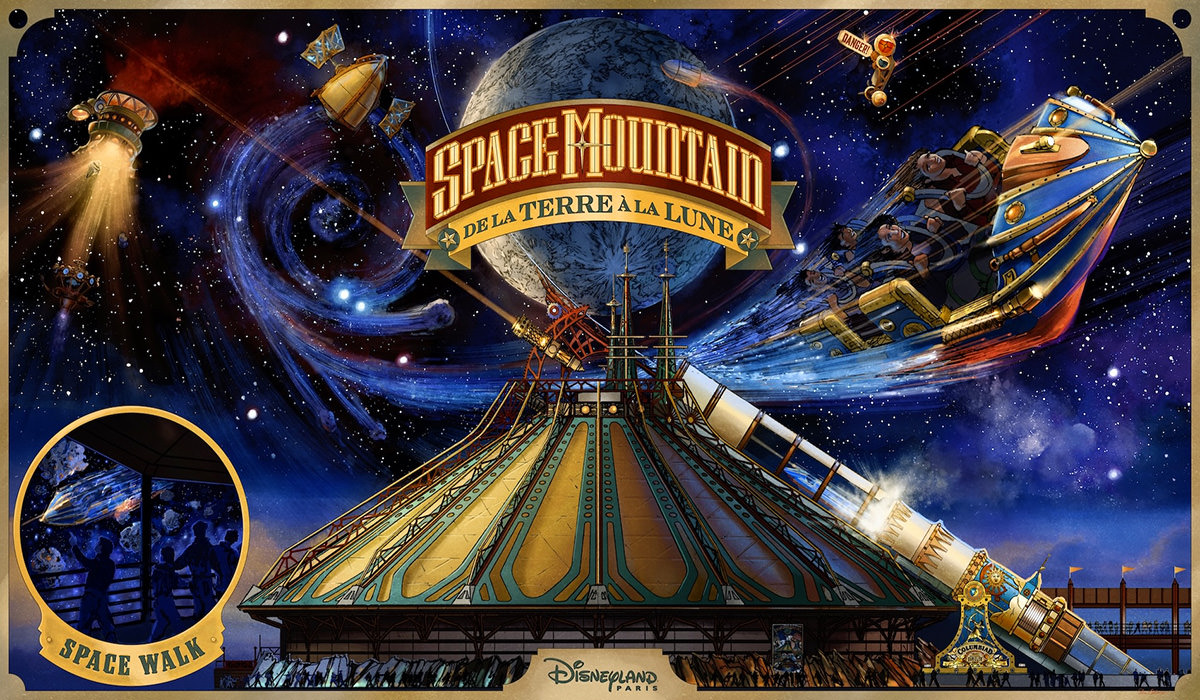 The gorgeous Paris Earth to the Moon Space Mountain graphic.