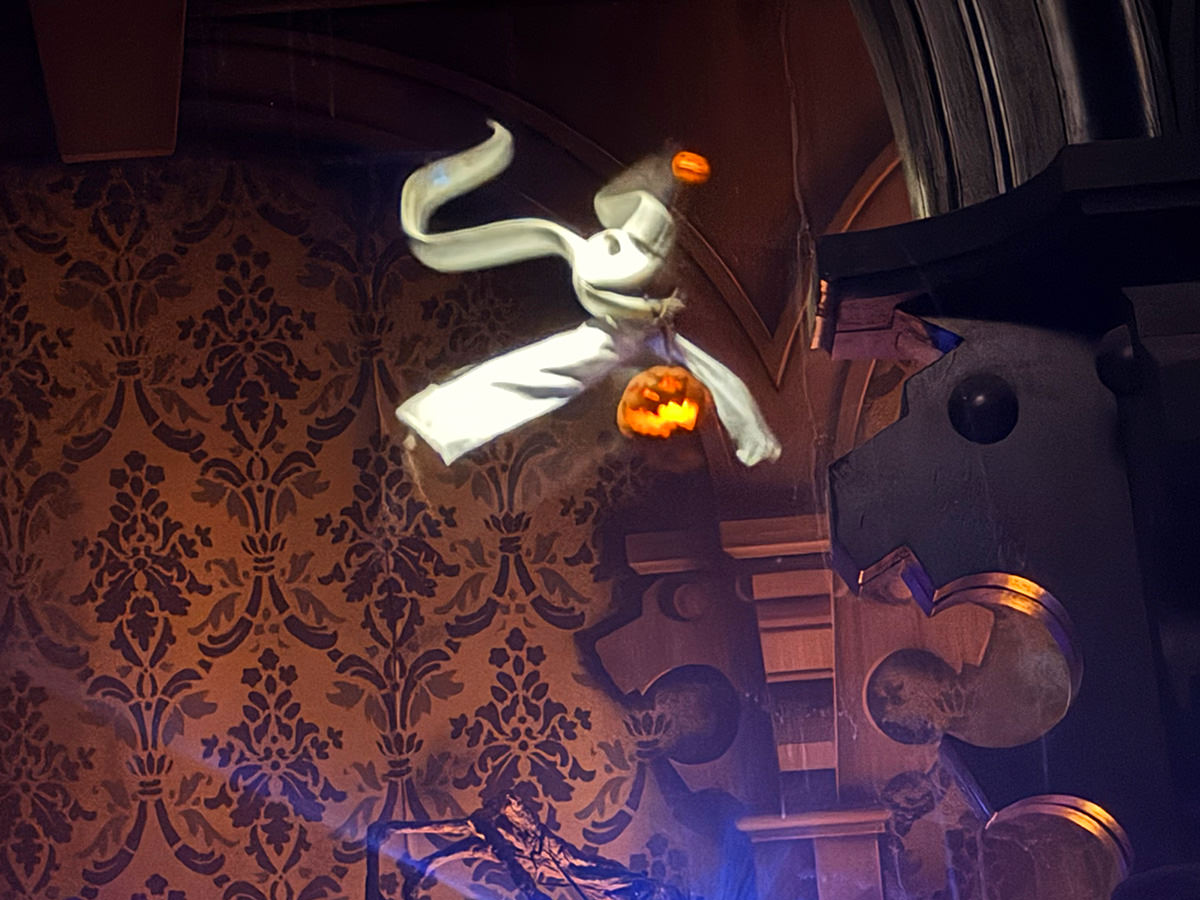 The Haunted Mansion dressed for Halloween and Christmas.