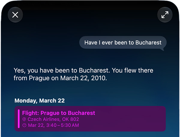 Asking Siri if I've been to Bucharest. I have.